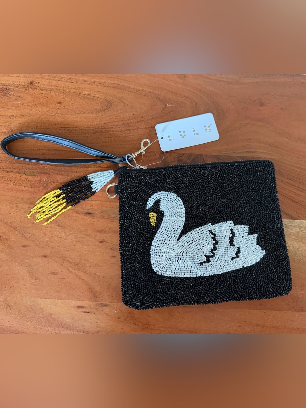 VIRAL Lulu Beaded Bag Swan Wristlet Pouch
